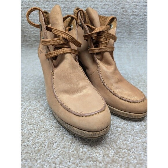 Timberland Booties Women's Wedge 5.5M Leather Upper 86387 Brown Lace Up - Picture 1 of 12